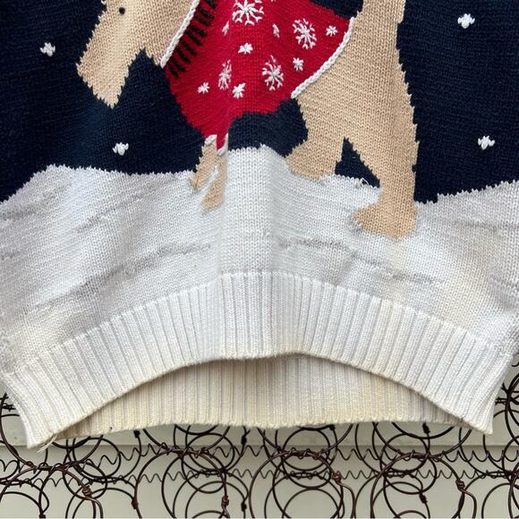 Vintage 90s Winter Christmas dog Terrier in sweater Ugly Sweater - Picture 4 of 4